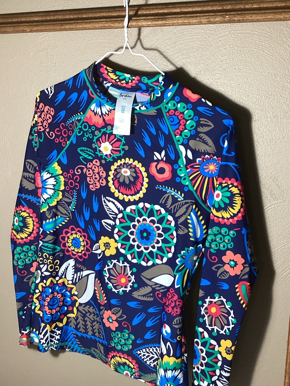 Boden Navy Multicolor Floral Long-Sleeve Swim Rashguard